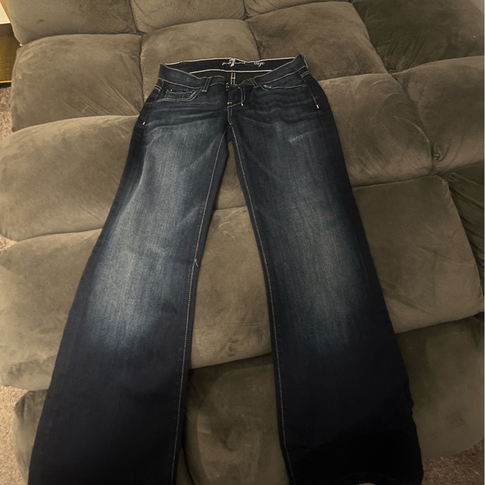 7 For All Mankind Deep Blue Wide Leg Jeans